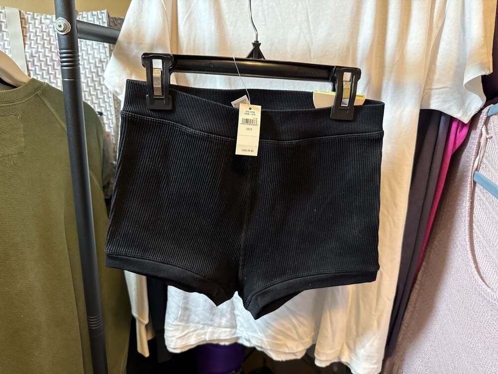 OFFLINE by Aerie Super Shortie Ribbed High Waisted Shorts in Black Size S